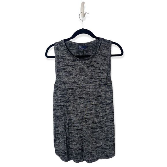 Gap Heather Gray Sleeveless Tank Top Size L Longline High Neck Stretch Knit - Picture 3 of 5